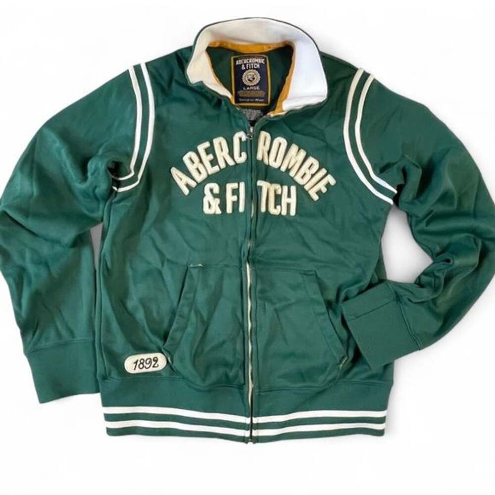 Vintage Abercrombie & Fitch Green Jacket Preppy Track Jacket Retro Full Zip